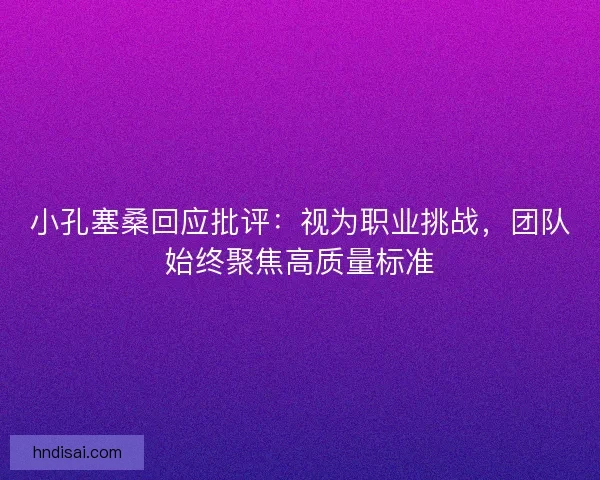 小孔塞桑回应批评：视为职业挑战，团队始终聚焦高质量标准